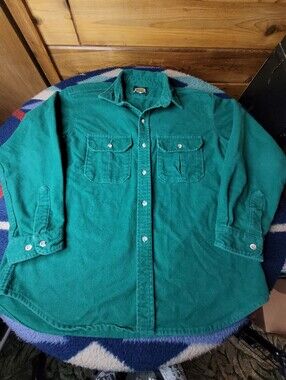 Vintage 90s Cabela's Chamois Heavyweight Green Shirt Mens Large Button Up L/S